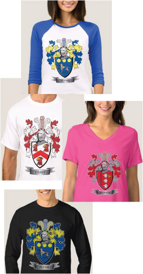 Tee shirts, t-shirts printed with your Family Crest / Coat of Arms